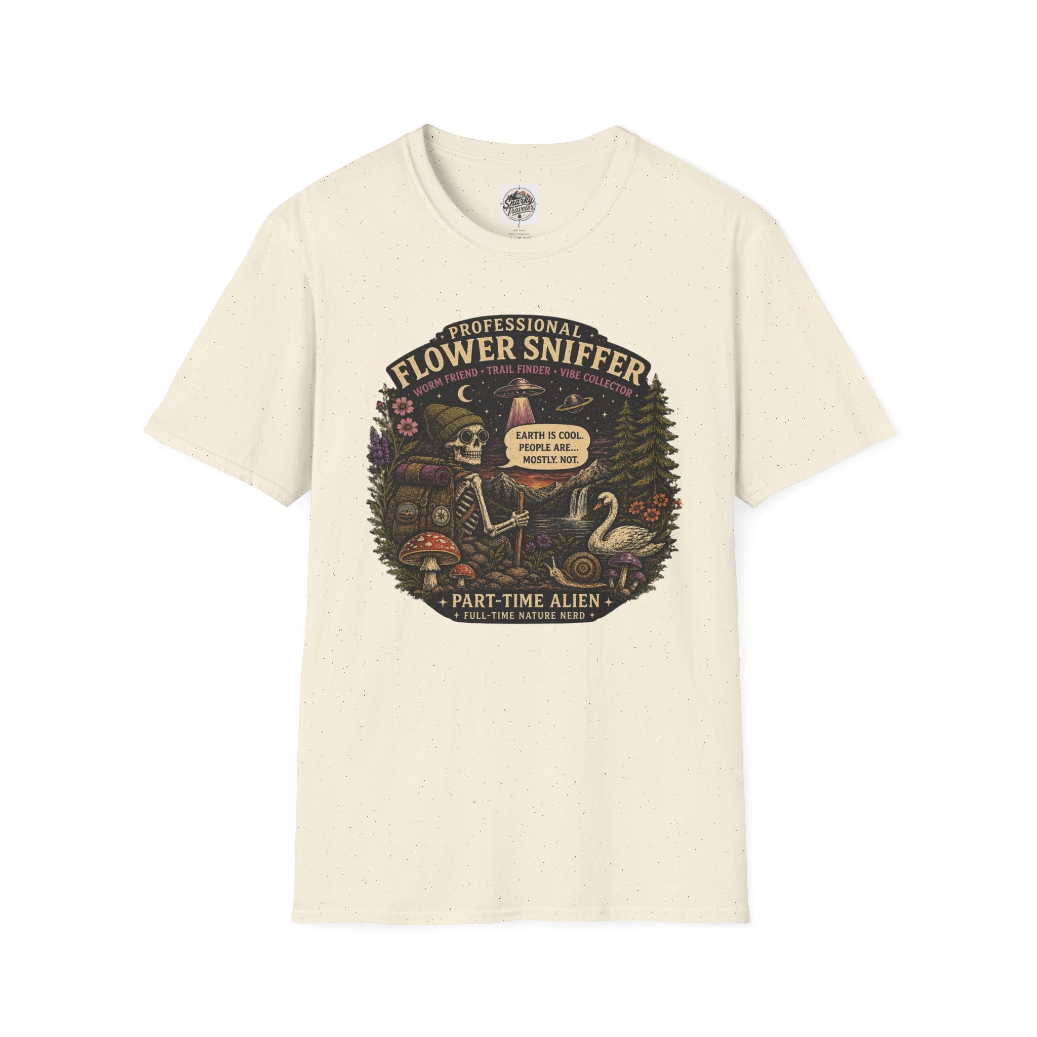 Flower Sniffer Vintage Graphic Tee — "Professional Flower Sniffer / Part-Time Alien"