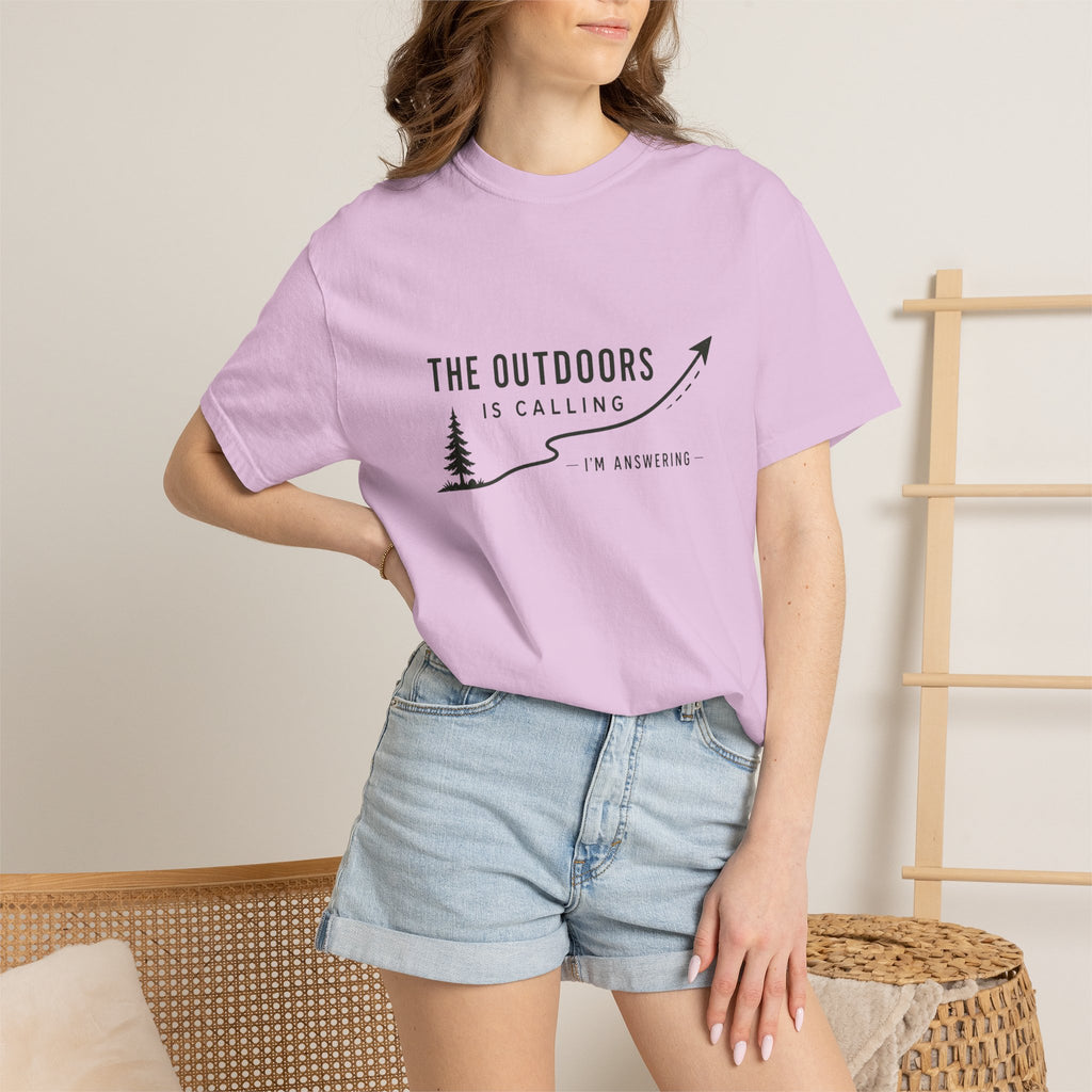 T-Shirt — “The Outdoors Is Calling” Graphic Tee (Adventure, Hiking, Nature Lover)