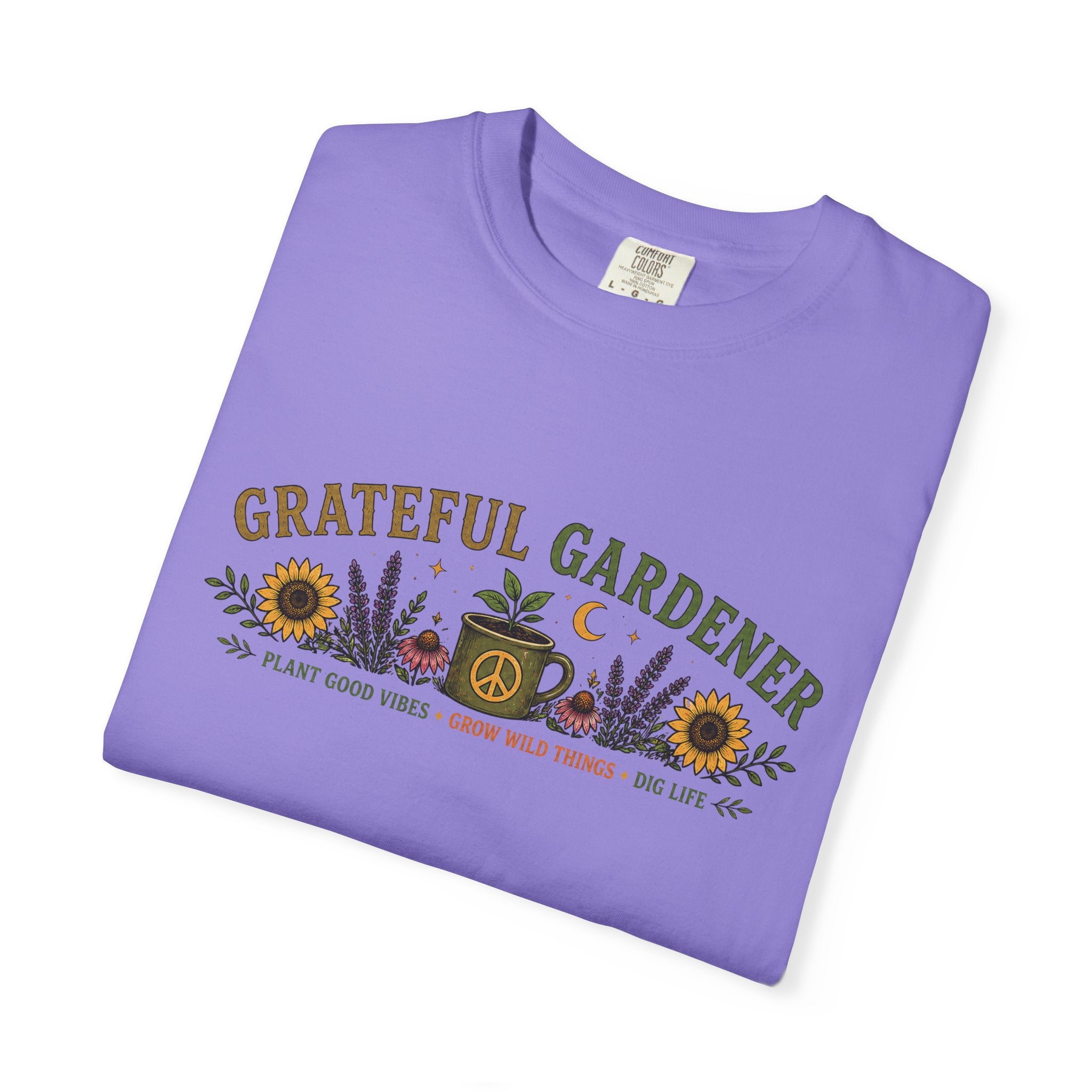 Grateful Gardener T-Shirt — Vintage Gardening Graphic Tee ("Grateful Gardener" Sunflower Design)