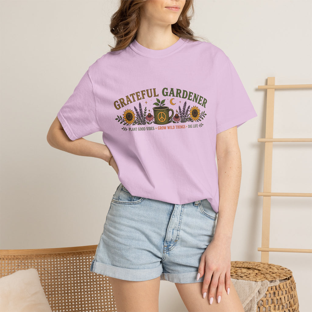 Grateful Gardener T-Shirt — Vintage Gardening Graphic Tee ("Grateful Gardener" Sunflower Design)