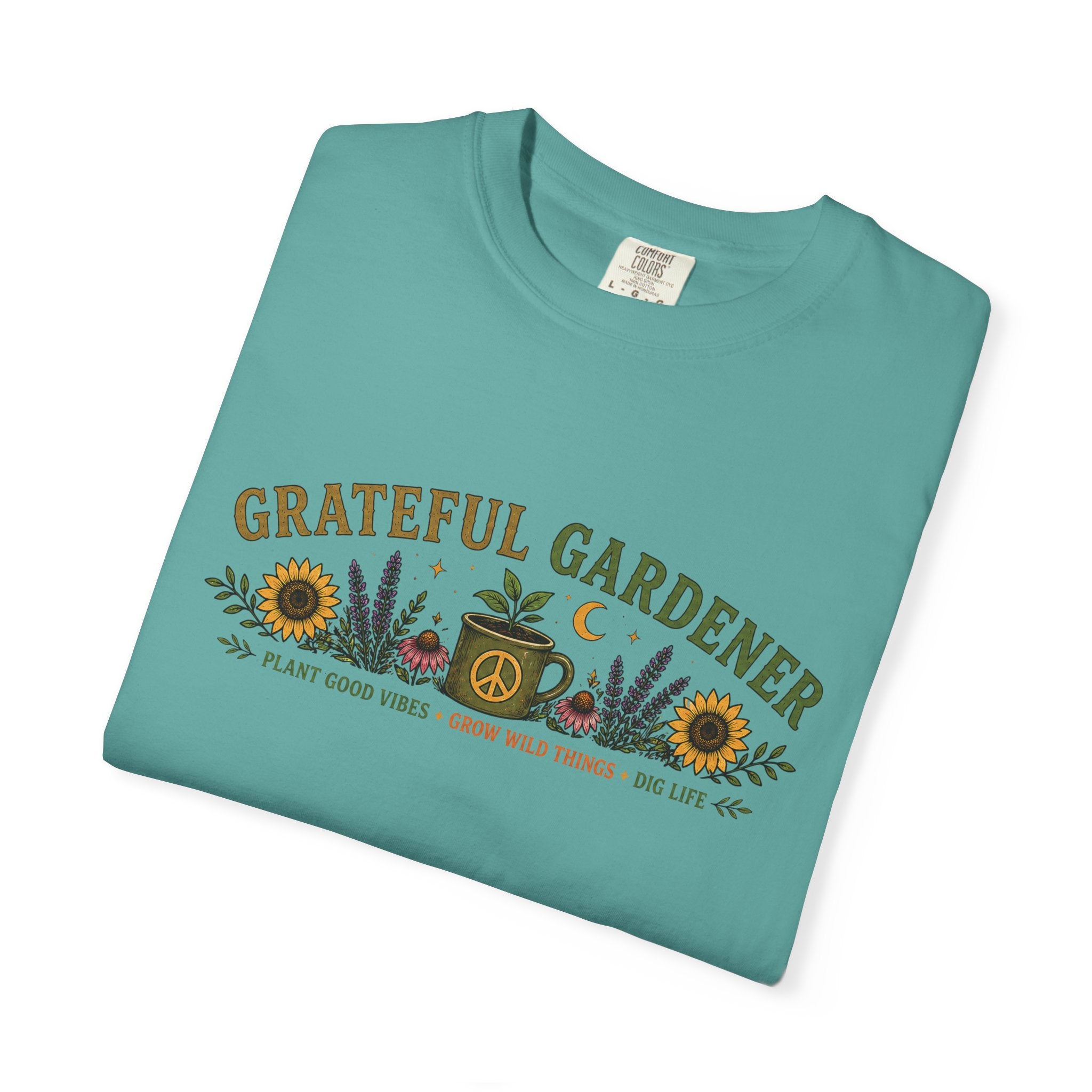 Grateful Gardener T-Shirt — Vintage Gardening Graphic Tee ("Grateful Gardener" Sunflower Design)