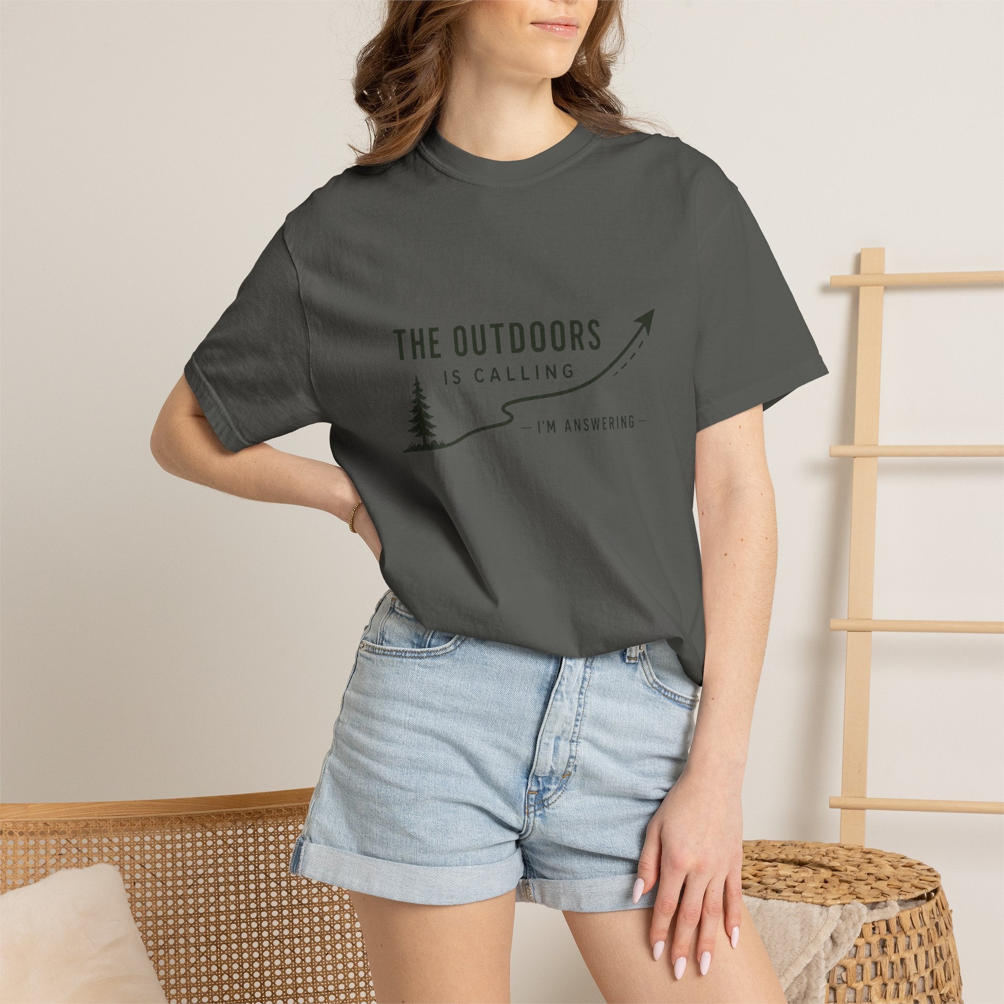 T-Shirt — “The Outdoors Is Calling” Graphic Tee (Adventure, Hiking, Nature Lover)