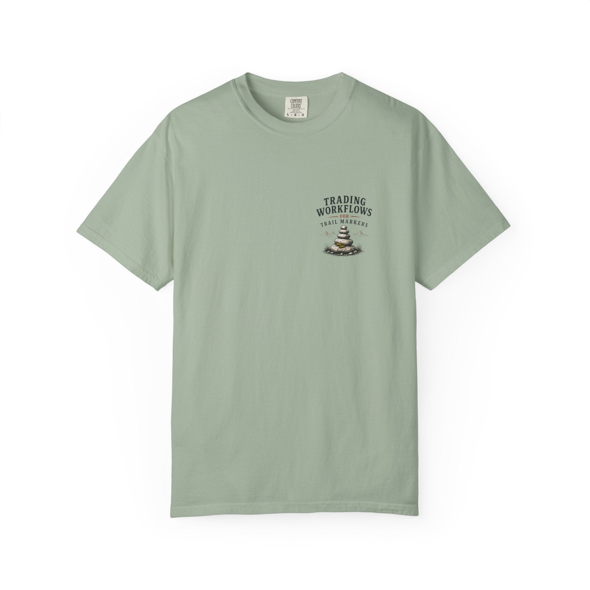 Trading Workflows T-Shirt — Stack of Books Graphic Chest Print