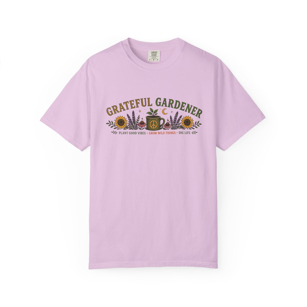 Grateful Gardener T-Shirt — Vintage Gardening Graphic Tee ("Grateful Gardener" Sunflower Design)