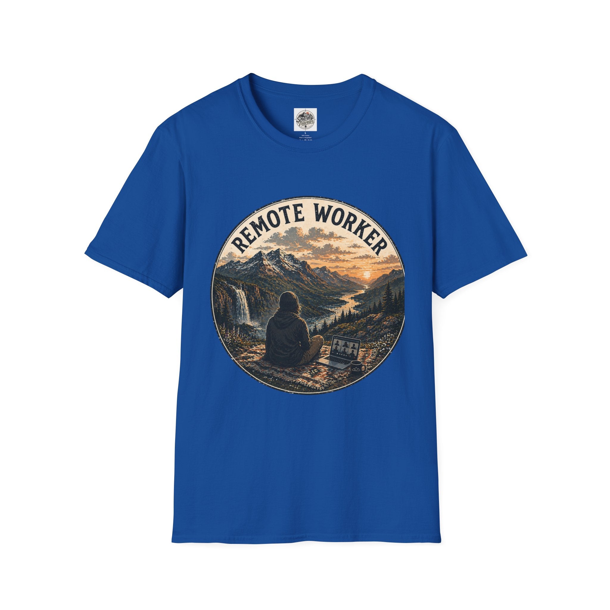 Remote Worker T-Shirt — Mountain Adventure Scenic Tee