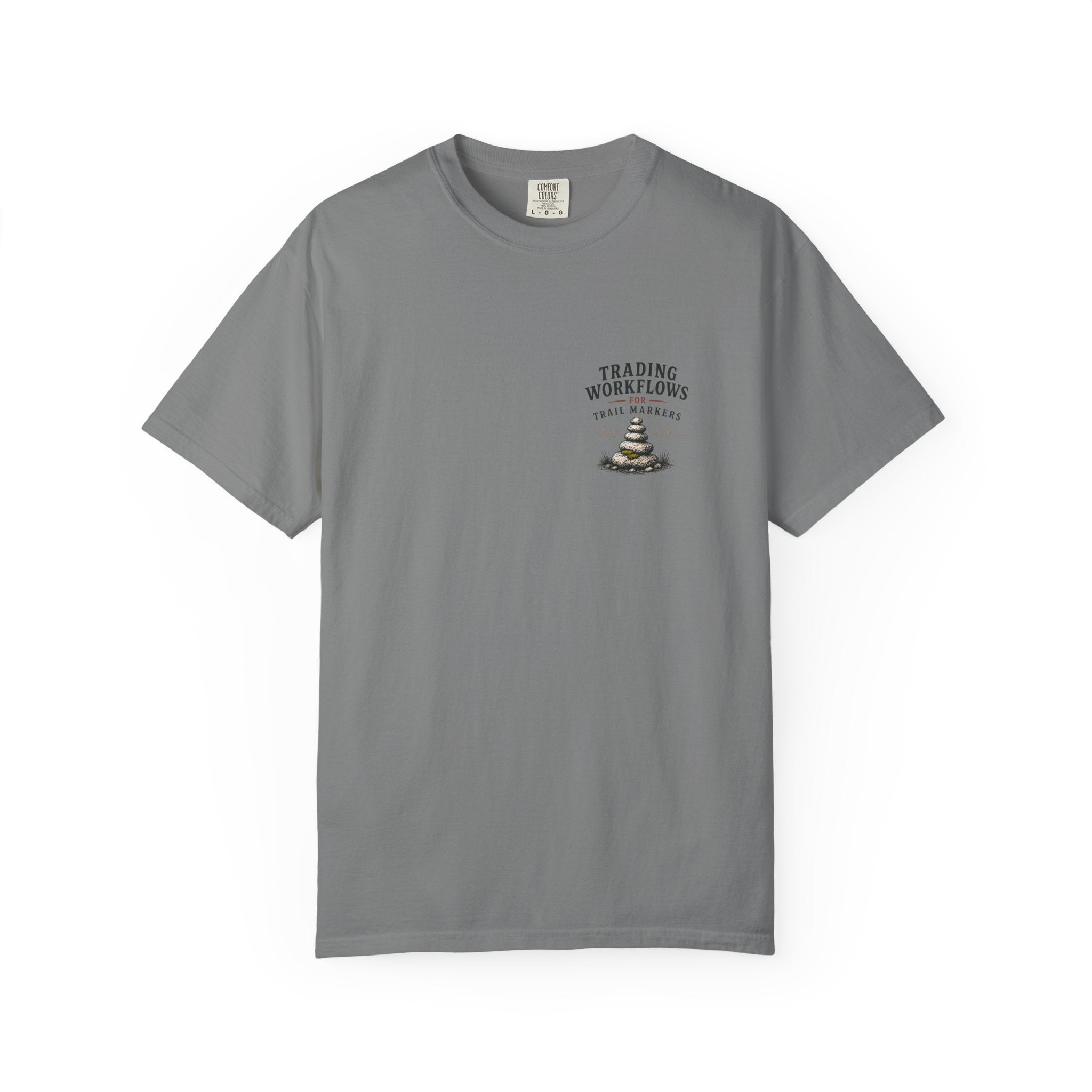 Trading Workflows T-Shirt — Stack of Books Graphic Chest Print