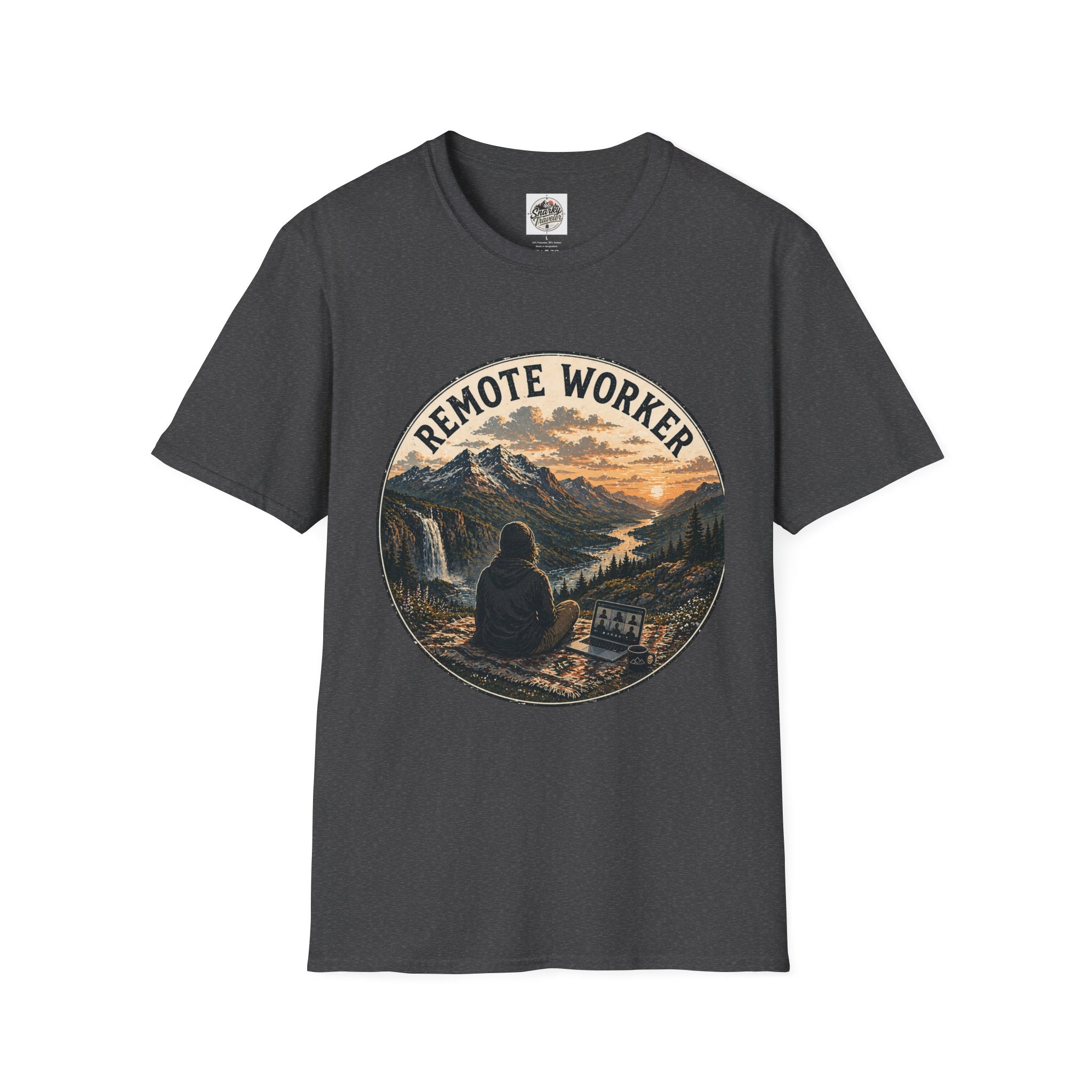 Remote Worker T-Shirt — Mountain Adventure Scenic Tee