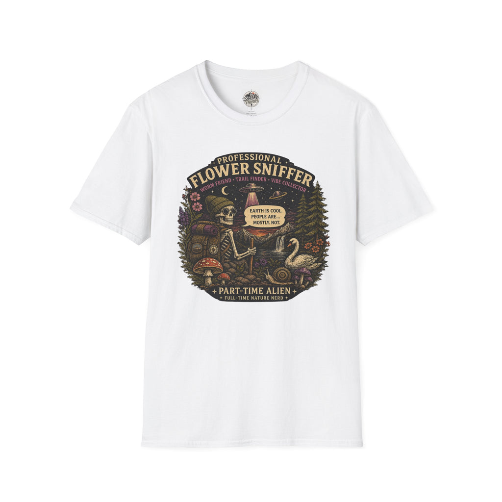 Flower Sniffer Vintage Graphic Tee — "Professional Flower Sniffer / Part-Time Alien"