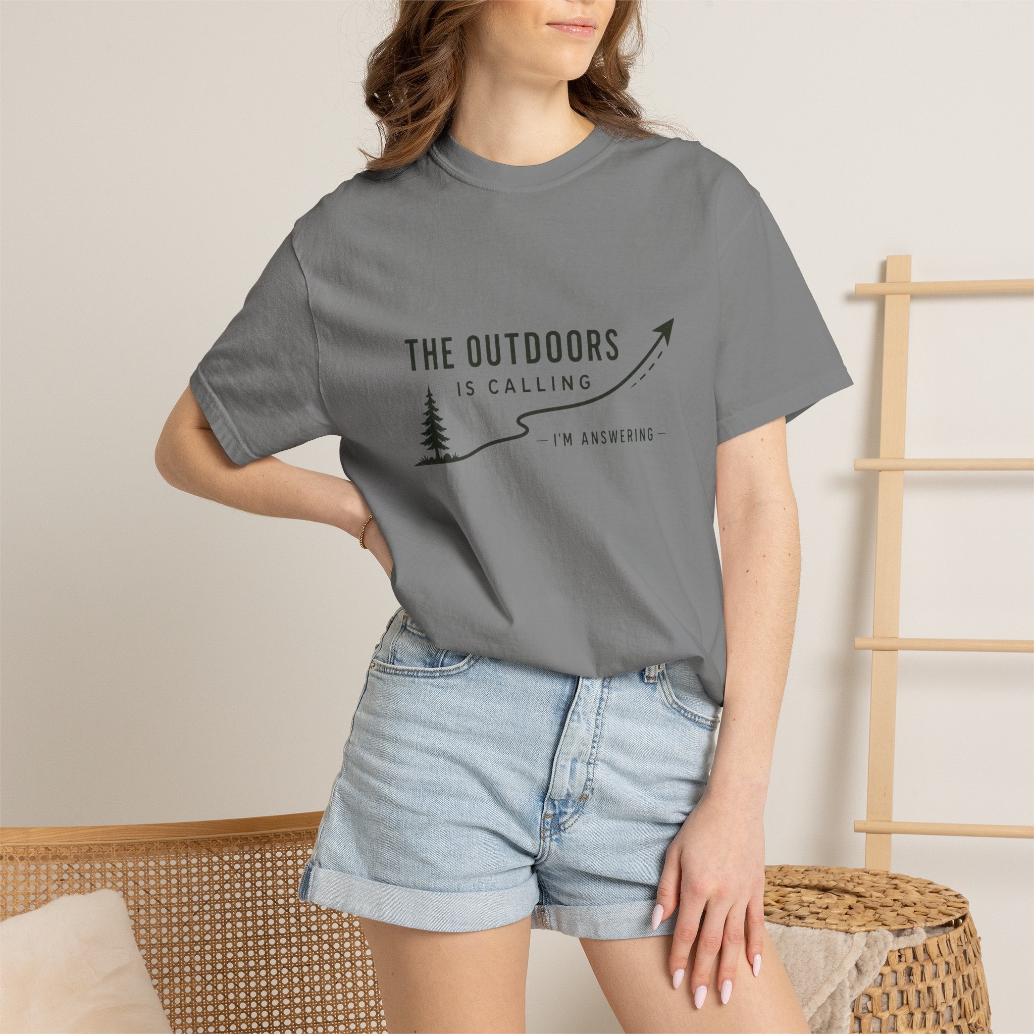 T-Shirt — “The Outdoors Is Calling” Graphic Tee (Adventure, Hiking, Nature Lover)