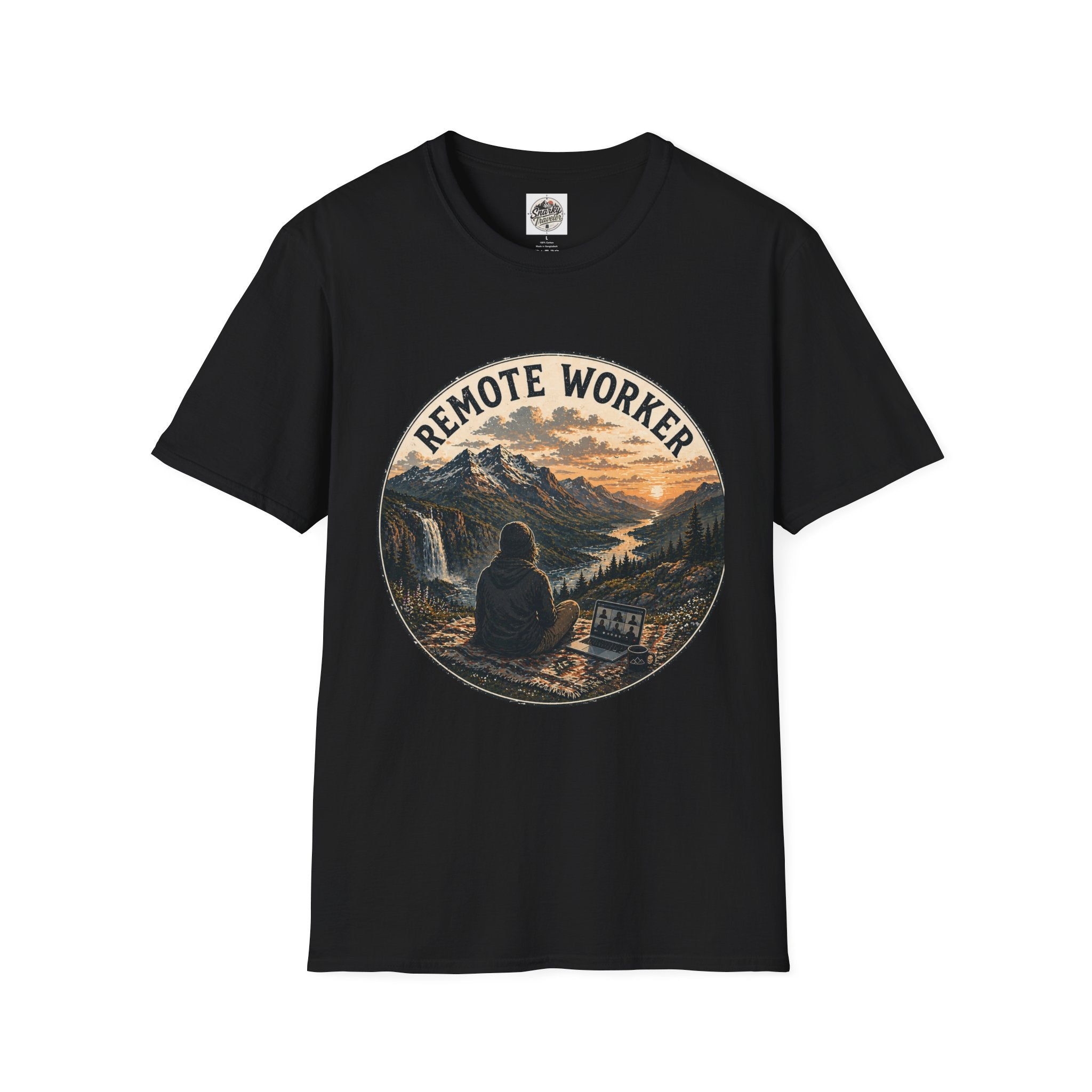Remote Worker T-Shirt — Mountain Adventure Scenic Tee