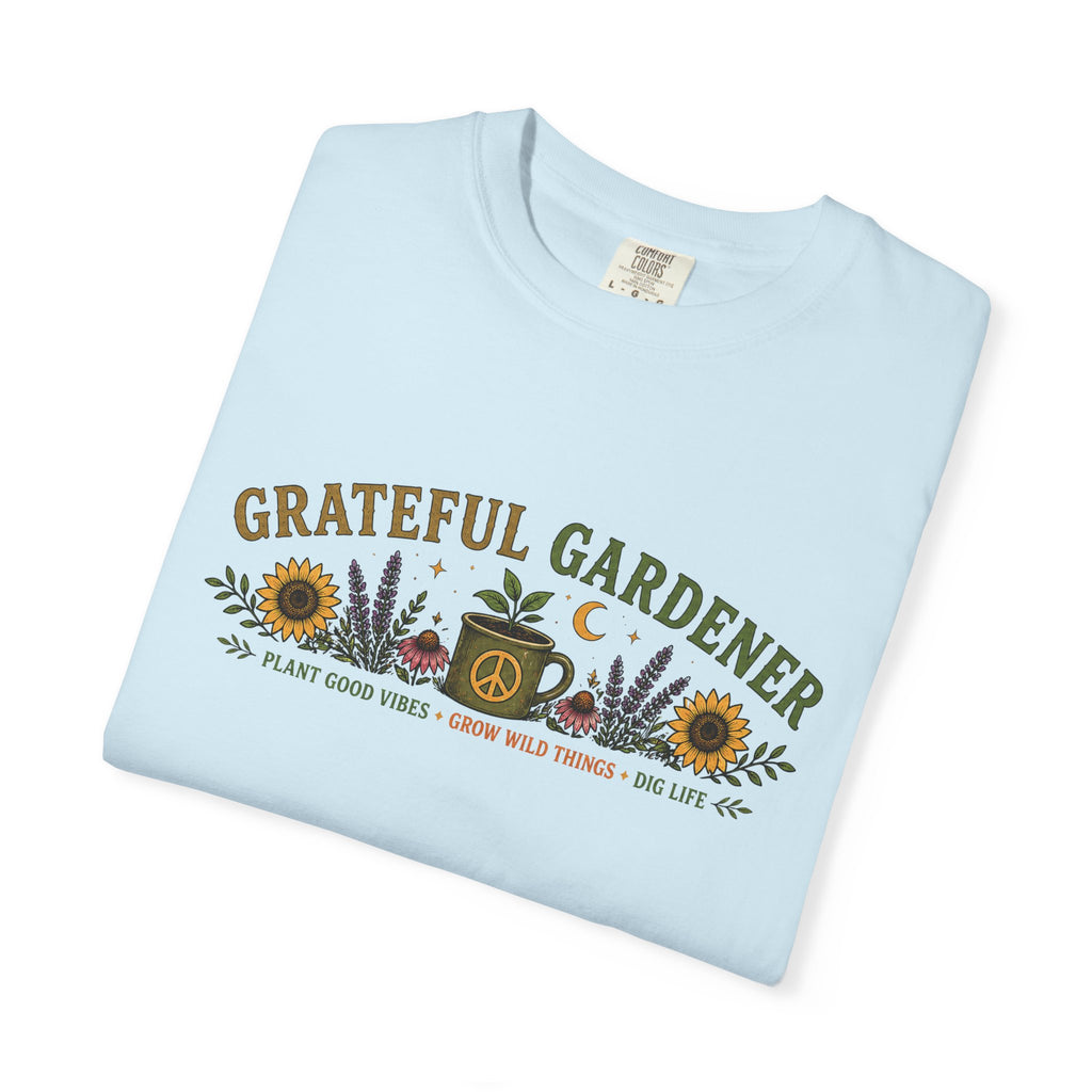 Grateful Gardener T-Shirt — Vintage Gardening Graphic Tee ("Grateful Gardener" Sunflower Design)