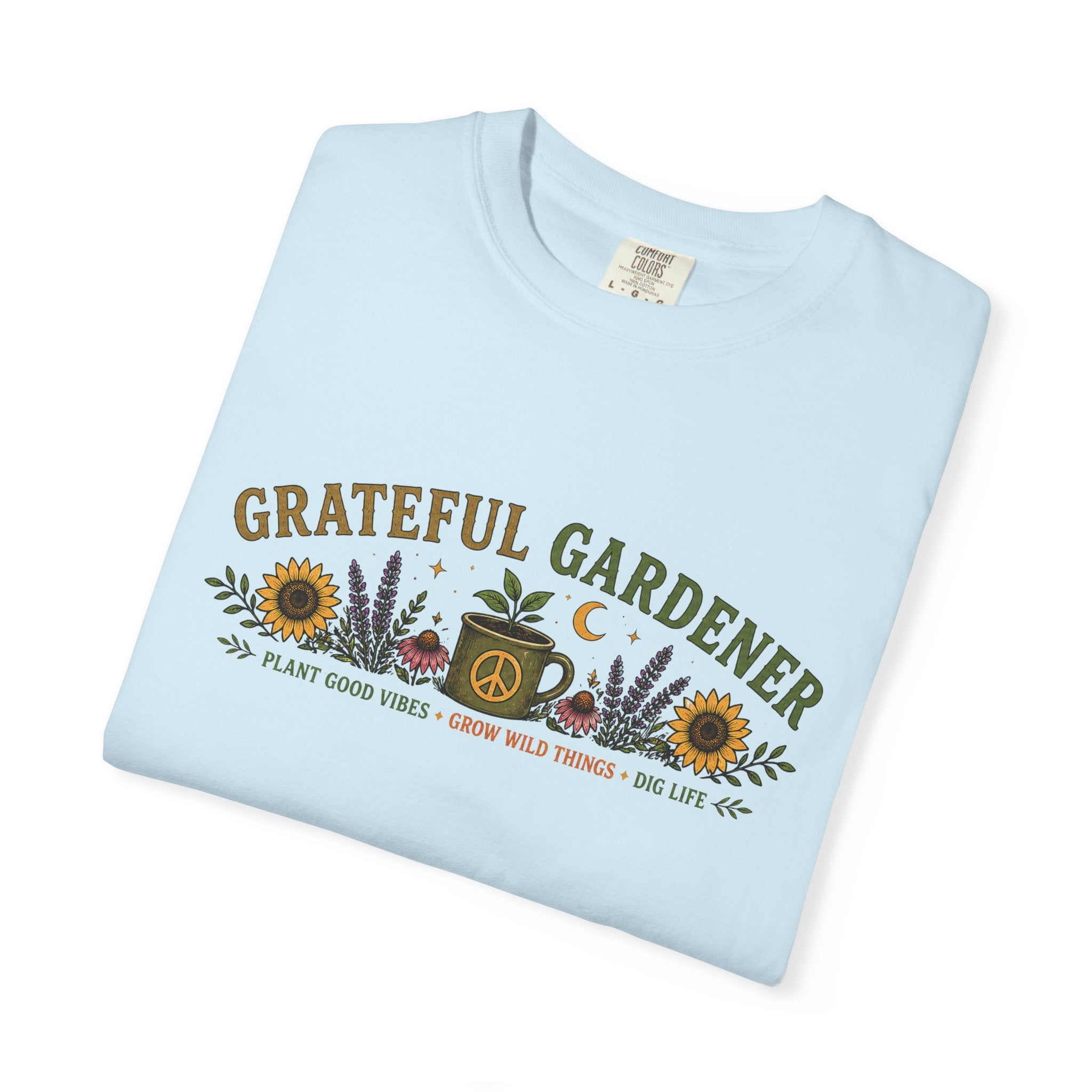 Grateful Gardener T-Shirt — Vintage Gardening Graphic Tee ("Grateful Gardener" Sunflower Design)