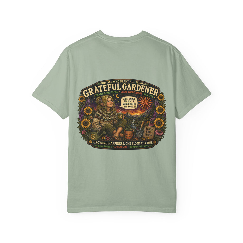 Grateful Gardener T-Shirt — Vintage Gardening Graphic Tee ("Grateful Gardener" Sunflower Design)