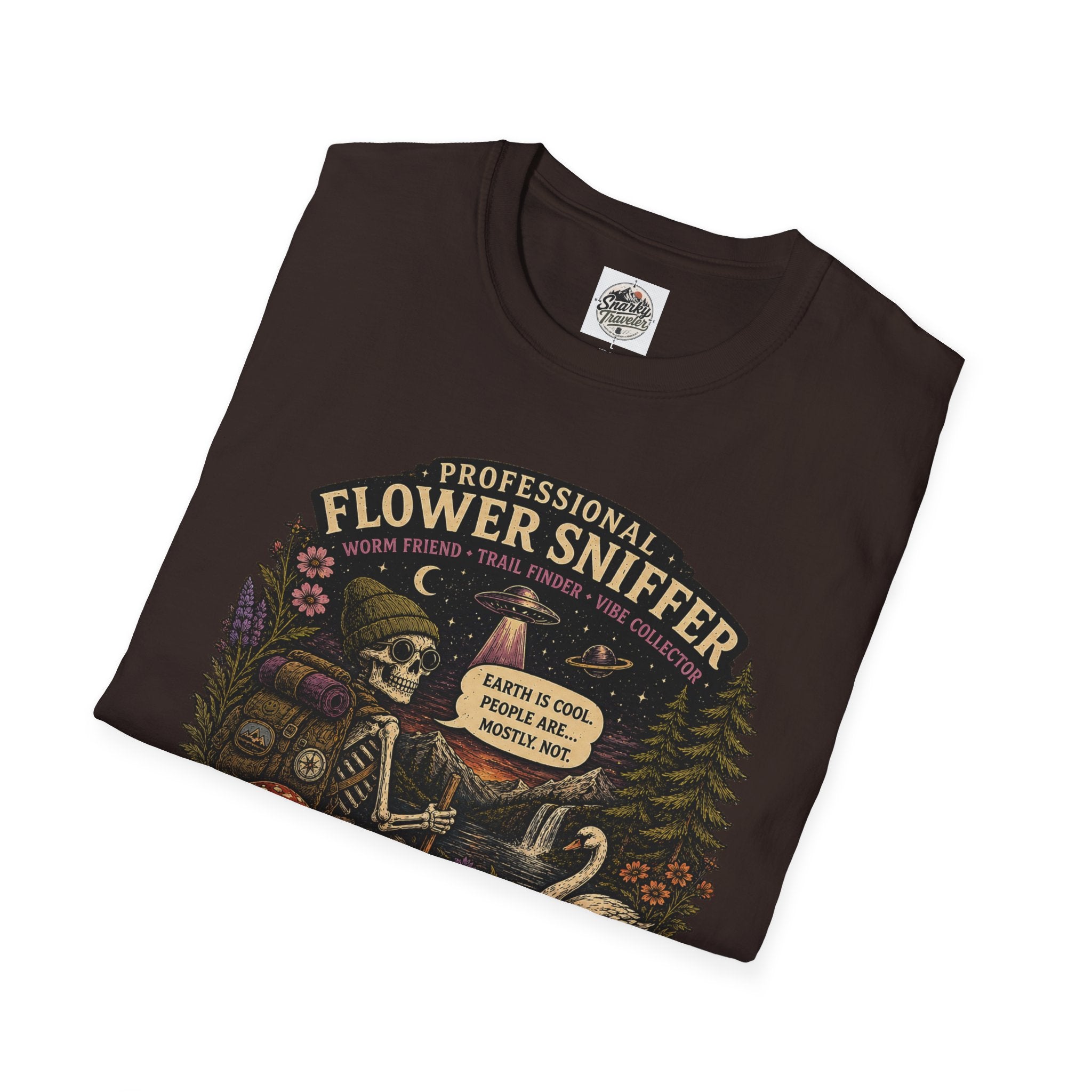 Flower Sniffer Vintage Graphic Tee — "Professional Flower Sniffer / Part-Time Alien"