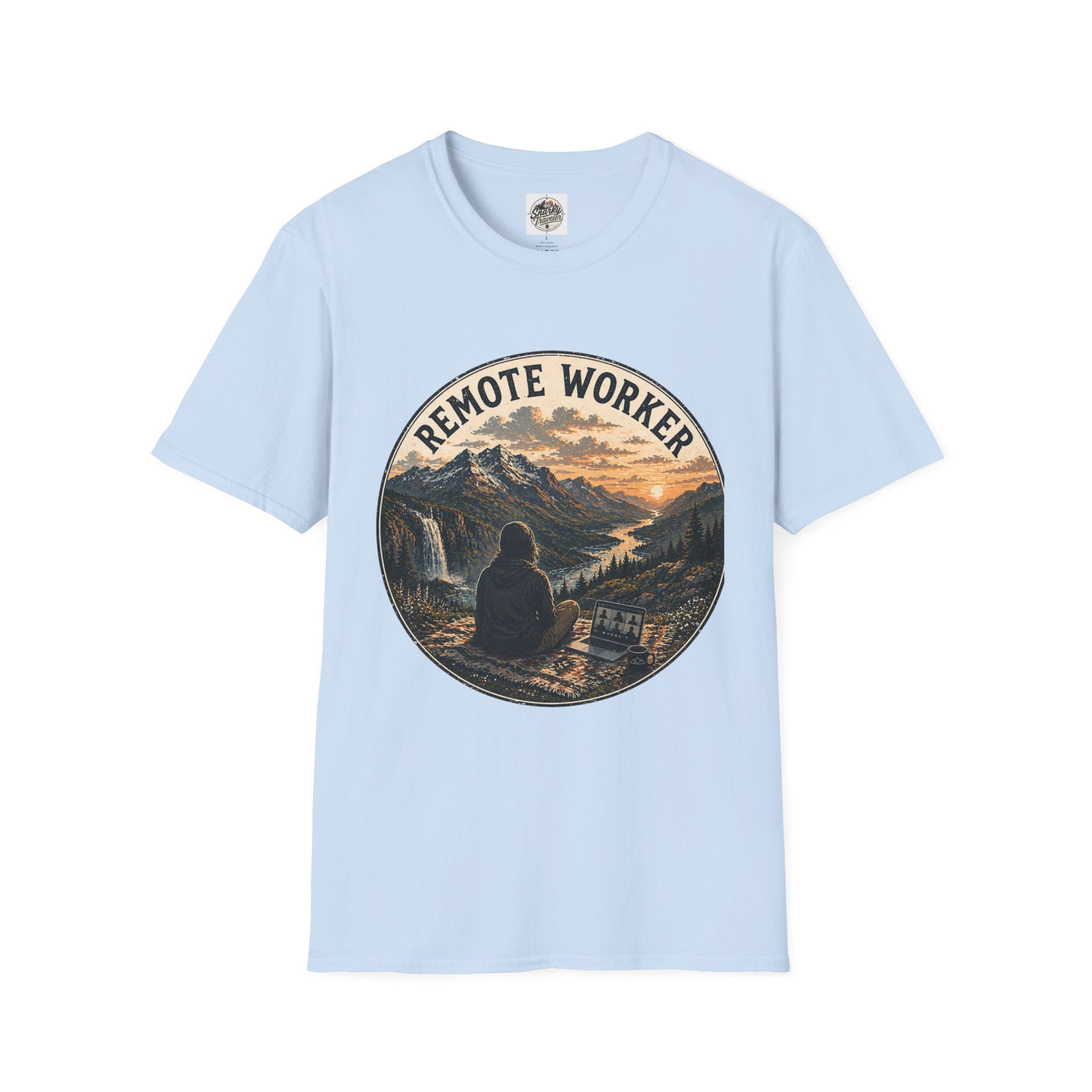 Remote Worker T-Shirt — Mountain Adventure Scenic Tee