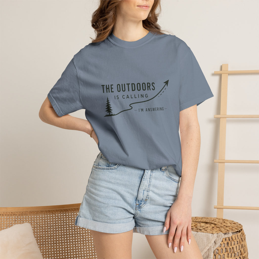 T-Shirt — “The Outdoors Is Calling” Graphic Tee (Adventure, Hiking, Nature Lover)