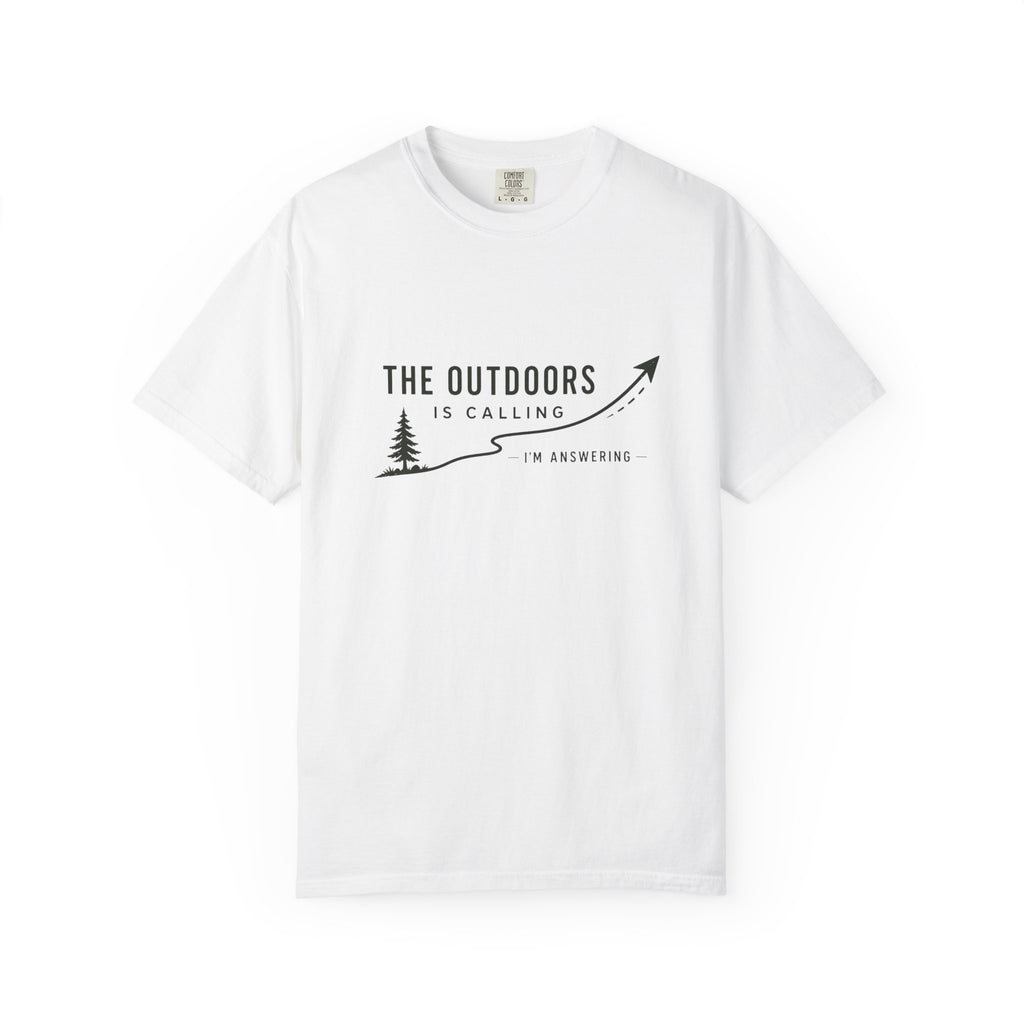 T-Shirt — “The Outdoors Is Calling” Graphic Tee (Adventure, Hiking, Nature Lover)